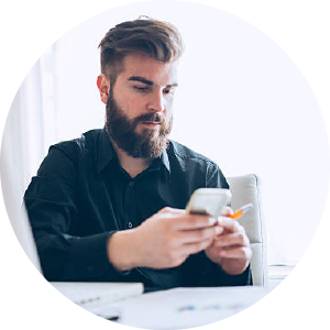 An employee checks his self-service dashboard on his mobile app